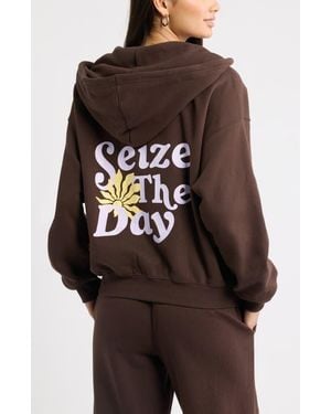 BP. Graphic Full Zip Hoodie - Brown
