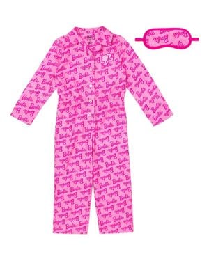 Barbie Fleece One Piece Pajama And Sleep Mask Set - Pink