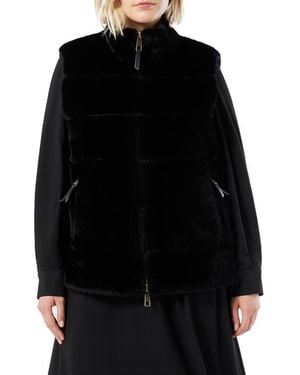 Marina Rinaldi Disegno Reversible Faux Fur Vest - Black