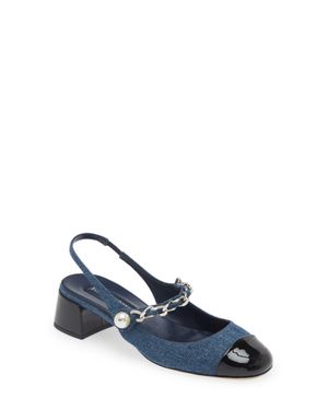 Miu Miu Denim Slingback Pumps - Blue