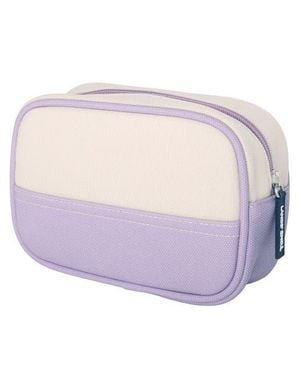 Lands' End Medium Rectangular Dopp Kit For Travel, Striped Canvas Toiletry Bag With Top Zip - Purple