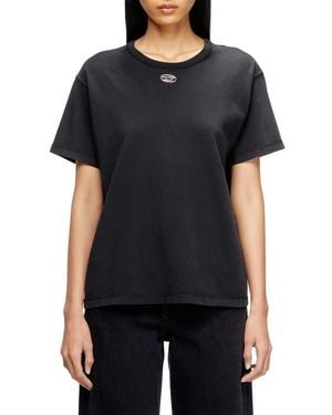 DIESEL T-Normy-Od-S1 Metallic Oval D Cutout T-Shirt - Black