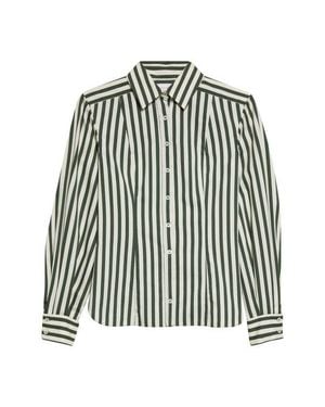 Carolina Herrera Isabella Stripe Cotton Blend Button-Up Shirt - Black