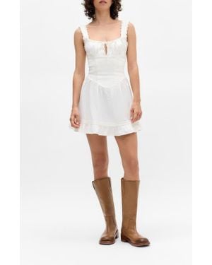 BDG Gabriette Lace Detail Stretch Cotton Minidress - White