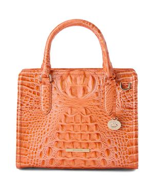 Brahmin Cami Croc Embossed Leather Satchel - Orange