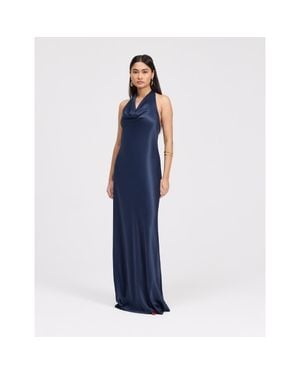 Ghost Elara Cowl Front Satin Maxi Dress - Blue