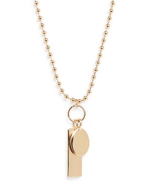 Open Edit Long Shot Tag Beaded Pendant Necklace - Metallic