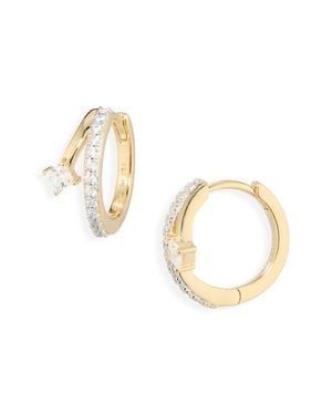 Astrid & Miyu Crystal Illusion Huggie Earrings - Metallic