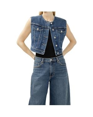 Silver Jeans Co. Crop Denim Trucker Vest - Blue