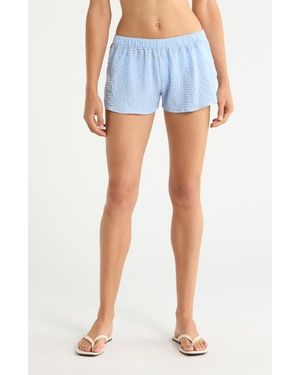 Hunza G Seersucker Minishorts - Blue