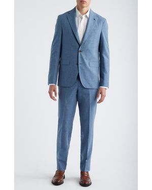 Jack Victor Midland Contemporary Fit Mélange Wool & Cotton Blend Suit - Blue