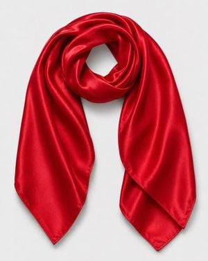 SILKSILKY Pure Silk Classic Elegant Square Scarf - Red