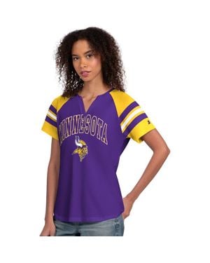 Starter Minnesota Vikings Game On Notch Neck Raglan T-Shirt - Purple