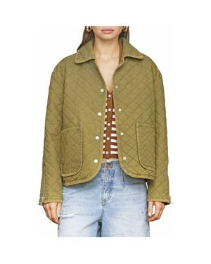 Avec Les Filles Diamond Quilted Cotton Jacket - Green
