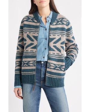 Pendleton Graphic Wool Zip Cardigan - Blue