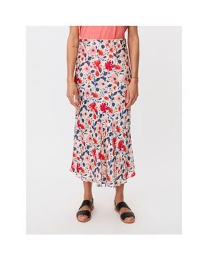 Masai High-Waist Floral Midi Skirt - Red