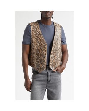 MIDNIGHT RODEO Tombstone Snakeskin Embossed Leather Vest - Multicolor