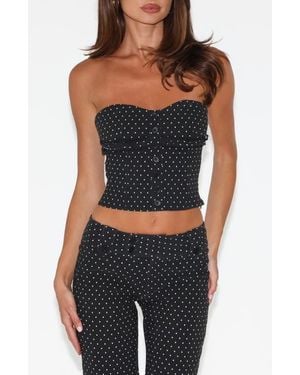 Tiger Mist Kittie Ruffle Strapless Crop Top - Blue