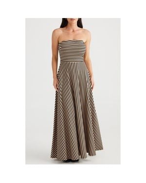 Brave+True Thandie Stripe Strapless Maxi Dress - Brown