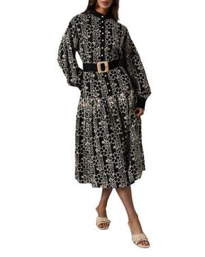 Coast Long Sleeve Belted Shirt Dress - Black