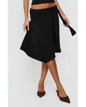 Princess Polly Soft Focus Tie Waist Midi Skirt - Black