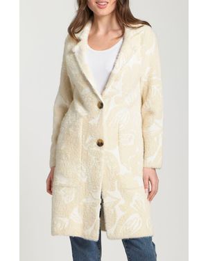 Apny Longline Faux Fur Cardigan - Natural