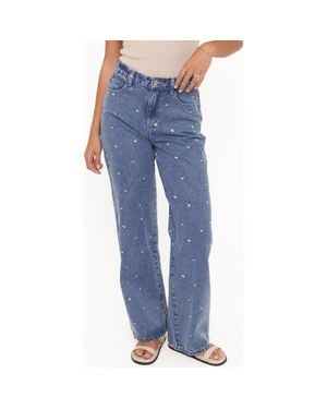 Petal & Pup Kendall Floral Embroidered Straight Leg Jeans - Blue
