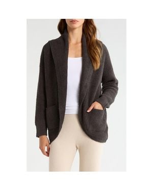Barefoot Dreams Cozychic Ribbed Shawl Collar Cardigan - Black