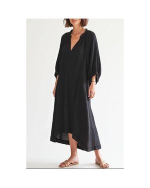 ocean + main Gauze Dress With Pockets - Black