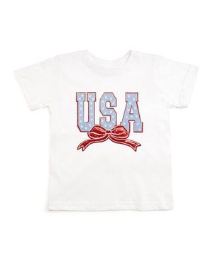 Sweet Wink Usa Stars & Bow Patch Short Sleeve T-Shirt - White