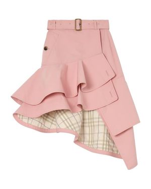 Burberry Ruffled Gabardine Trench Skirt - Pink