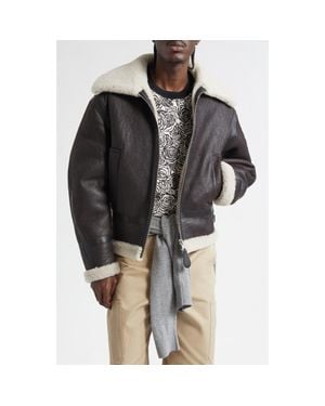 Givenchy Genuine Shearling Liner Bomber Jacket - Black