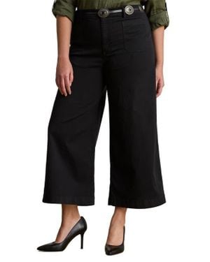 Ralph Lauren Patch Pocket Crop Wide Leg Twill Chinos - Black