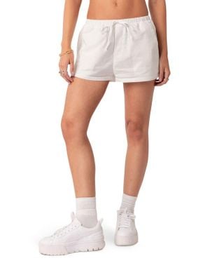 Edikted Leslie Cotton Drawstring Shorts - White