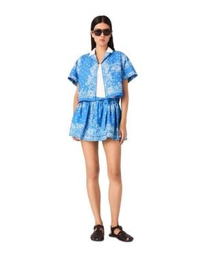 Maje Contrast Collar Printed Shirt - Blue