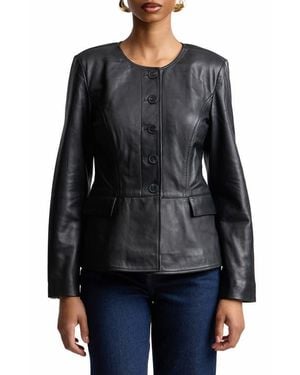 Bagatelle Peplum Leather Jacket - Black
