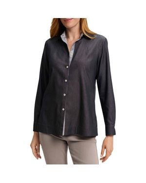 Foxcroft Veronica Double Face Button-Up Shirt - Black