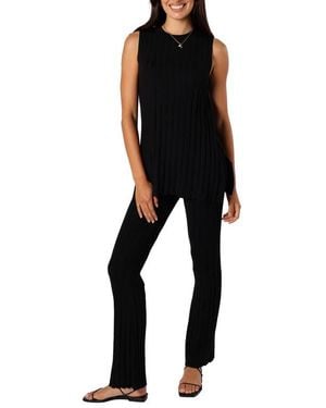 Petal & Pup Silvie Wide Rib Sweater Tank & Straight Leg Pants Set - Black