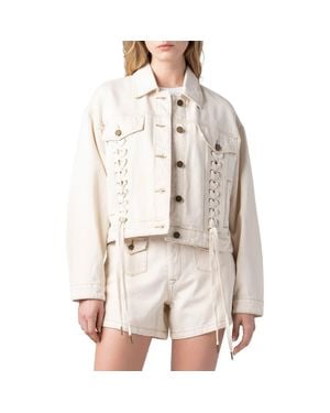 Blank NYC Lace-Up Denim Jacket - Natural