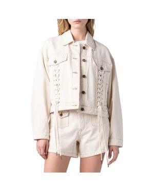 Blank NYC Lace-Up Denim Jacket - Natural