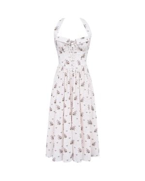 House Of Cb Emiliana Floral Corset Halter Midi Dress - White