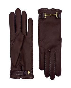 Agnelle Greco Bit Hardware Leather Gloves - Brown