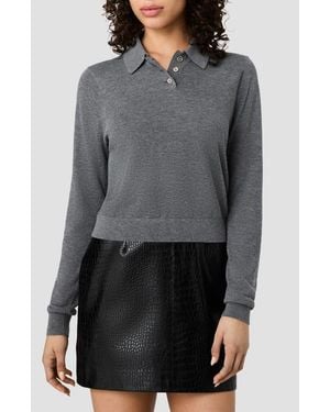 French Connection Nola Long Sleeve Polo - Gray