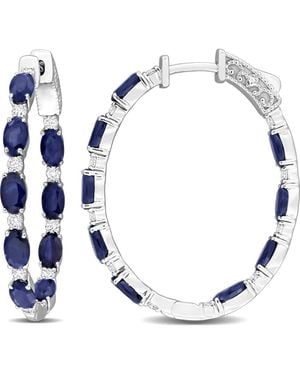 Julianna B Diamond Hoop Earrings 14K - Blue