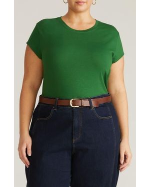 UNIVERSAL STANDARD Ashley Cap Sleeve Cotton T-Shirt - Green