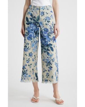 Kobi Halperin Anne Wide Leg Floral Crop Jeans - Blue