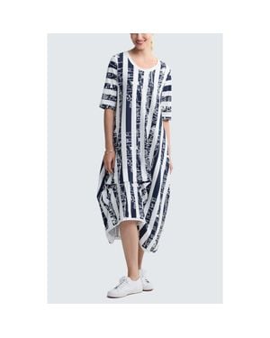 Luukaa Amethyst Striped Jersey Dress - Blue