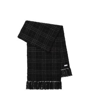 Burberry Embellished Check Bouclé Scarf - Black