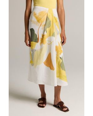 Vince Abstract Draped Midi Skirt - Yellow