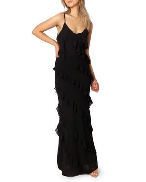 Petal & Pup Ciao Ruffle Chiffon Gown - Black